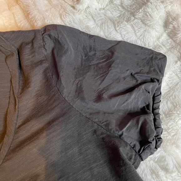 JCREW Grey Extra Small XS Silk Sleeve Rope Neckline Short Sleeve Top Shirt - Picture 2 of 4